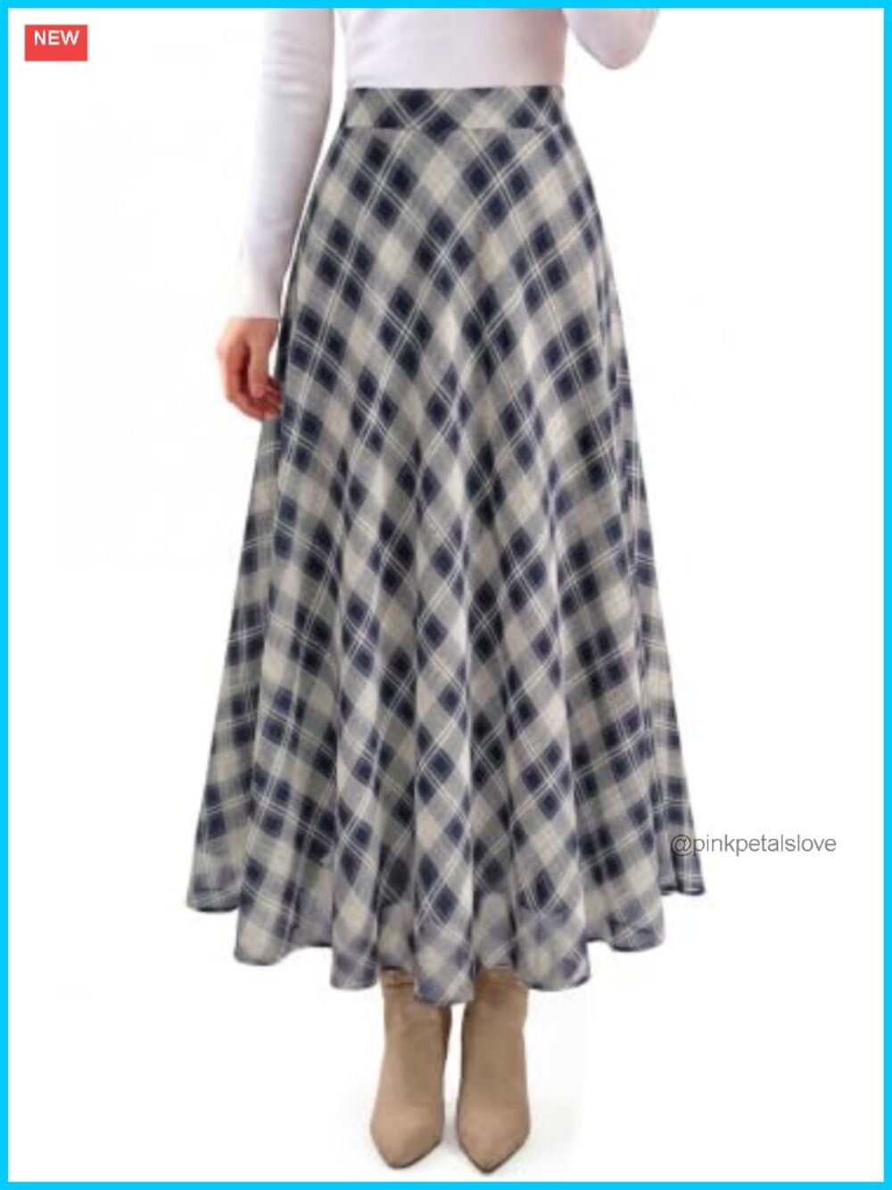 A-Line Plaid Maxi Skirt Chiffon High Waisted Flowy Boho Casual
